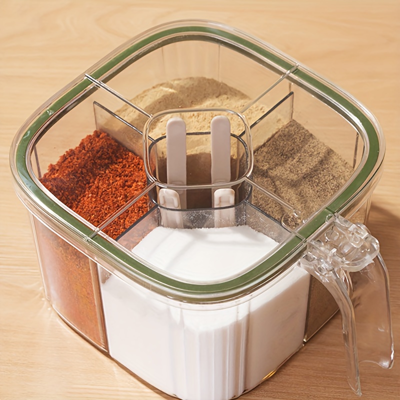 5pcs/set Spice Box Home Kitchen Seasoning Jars Combination Set -one Multi-grid Storage Condiment Bottles Spice Box Compartment Kitchen With Spoon
