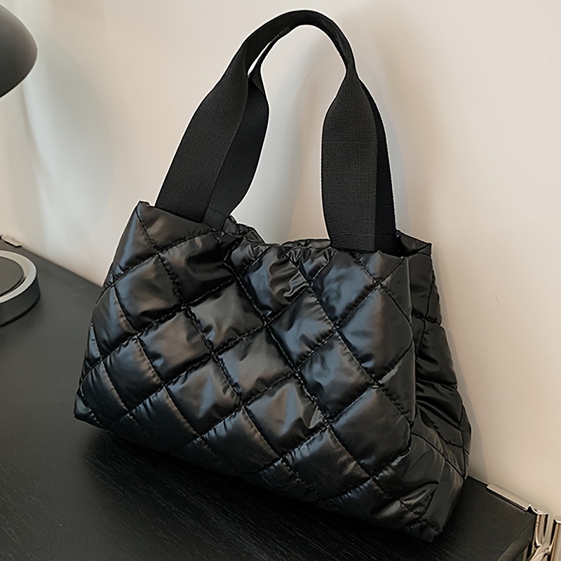 

Quilted Tote Bag For Women, Fashionable Pu Leather Shoulder Bag, Large Capacity Casual Style Bag, Versatile Handbag With Comfortable Handles