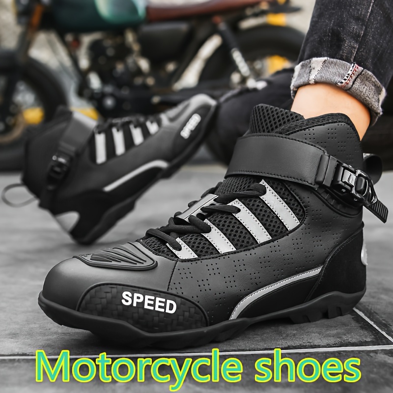 IRON JIA'S Motorcycle Shoes For Men Anti-slip Reflective Motorbike Boots  Street Moto Riding Shoes Wear Resistant Motocross Boots