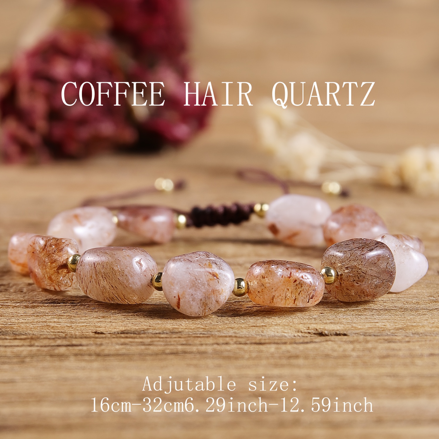 E-shop 1 Stück Kaffee-Haar- Rohstein Geflochtenes Armband Haarline-Textur Jedes ist einzigartig Natürliches -Armband Ideal für Urlaubsgeschenke