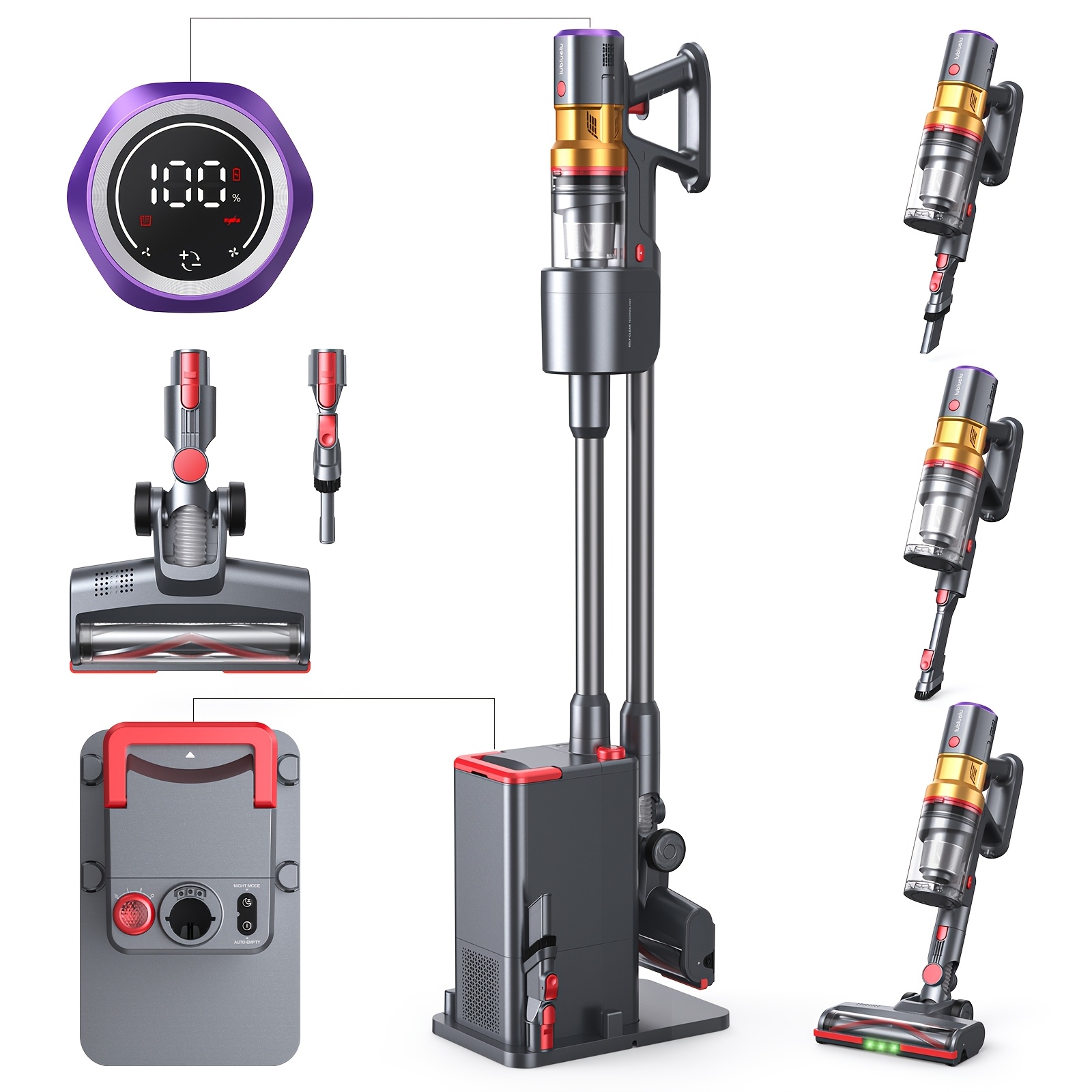 Image of Lubluelu , 38kpa/60min Cordless Vacuum Cleaner, Cordless Vacuum, Powerful With Led Display/anti- Brush, Detachable Battery, Lightweight, Large Dust Cup Ideal For Pet Hair, Floor, Carpet