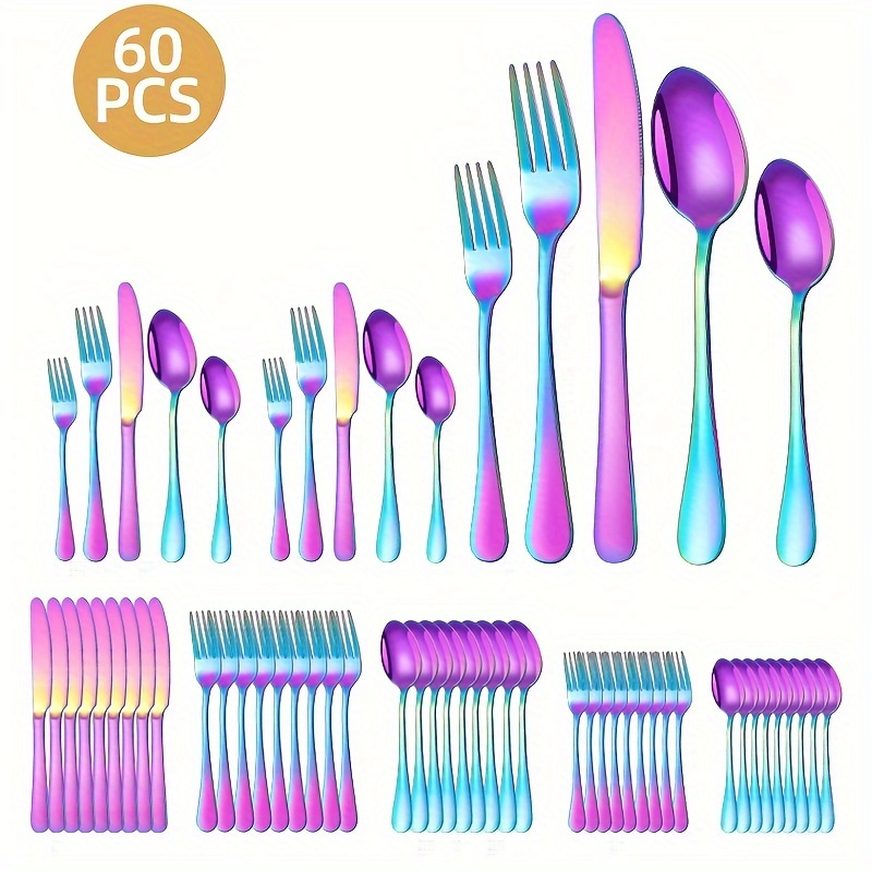 

60- Steel Flatware Set - And - - Suitable For , Parties, And - Dishwasher Safe - For Christmas, , Easter, Hanukkah, And