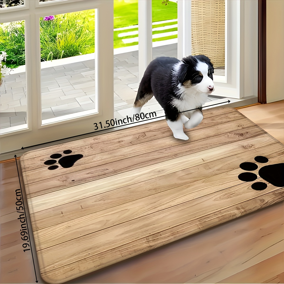 TEMU 1pc Creative Versatile Light Brown Wood Grain Machine-washable Pet Floor Mat, Easy To Clean, Absorbent, Non-slip Pet Placemats, Doormat, Pet Mat