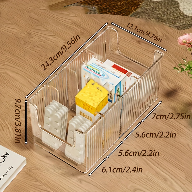 Image of 1pc Transparent Acrylic Medicine Storage Box, Detachable Partition, U-shaped Opening Design, Large-capacity, Enlarged And Thickened Medicine Box, Family Medicine Box, Multi-compartment Packaging