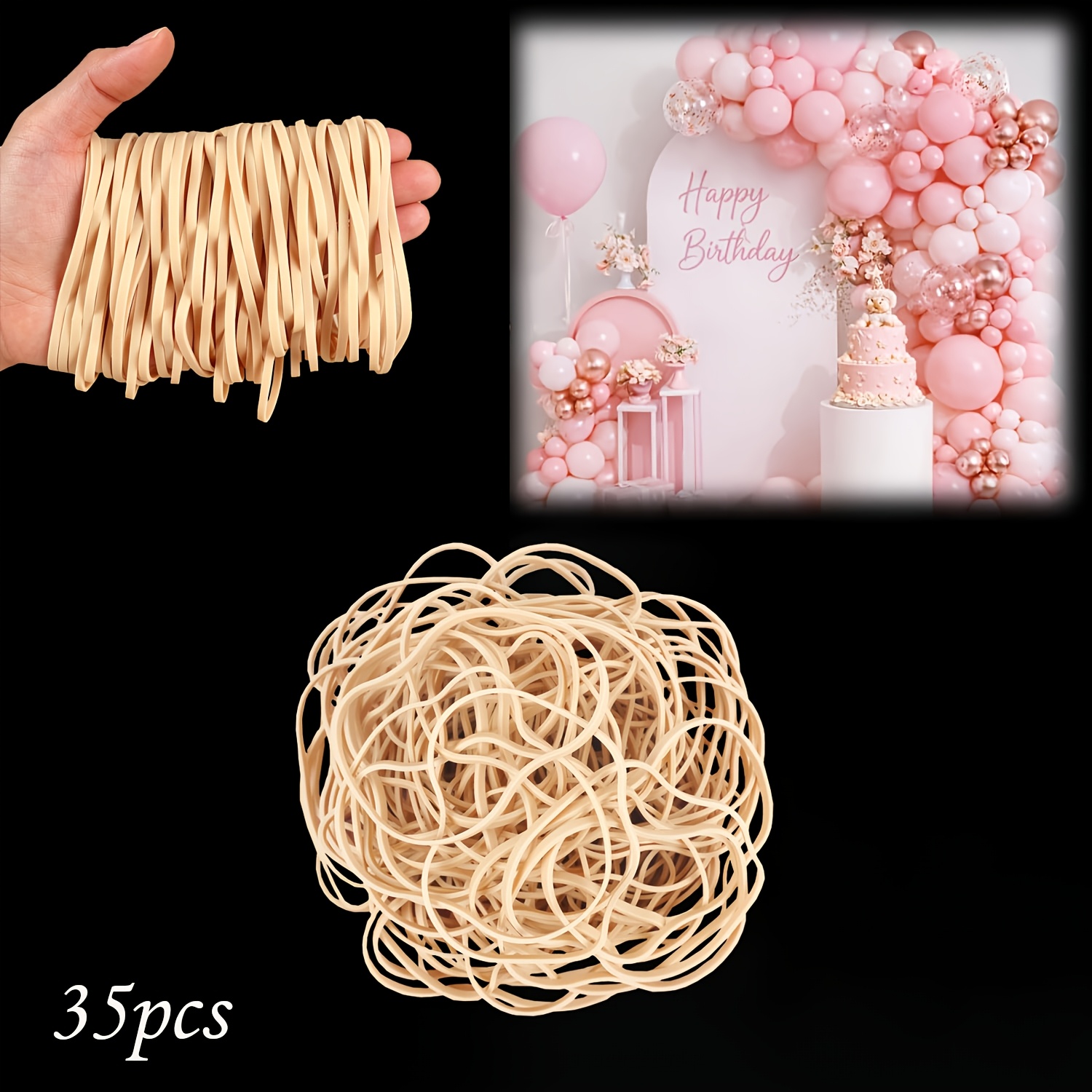 TEMU High-quality Rubber Bands, Balloon Arch Tying Bands, Reusable Balloon Tying Bands Quick Knotting Tool, Suitable For Birthday Parties Weddings