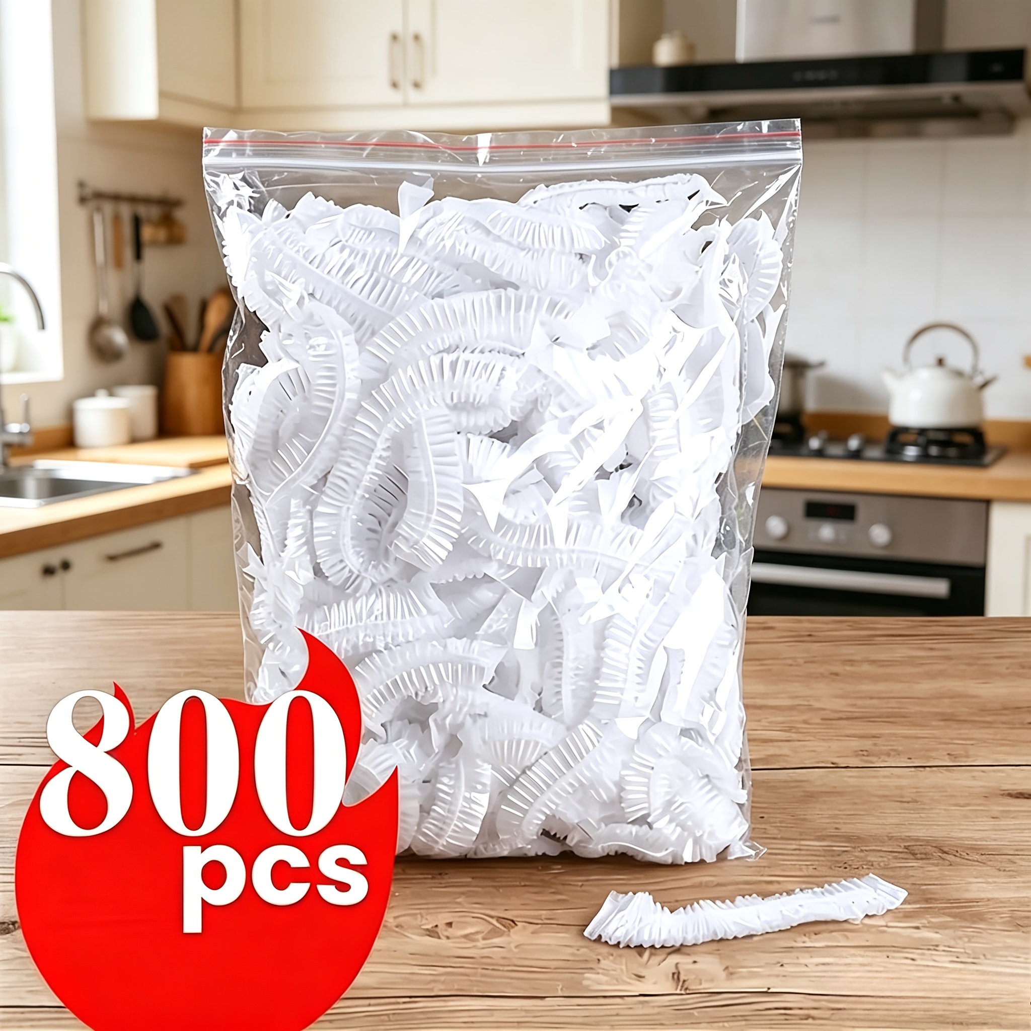 TEMU 800pcs Reusable Elastic Food Covers, Thickened Transparent Food-grade Stretch Wrap Lids, For Home Kitchen And Restaurant, Dustproof Airtight