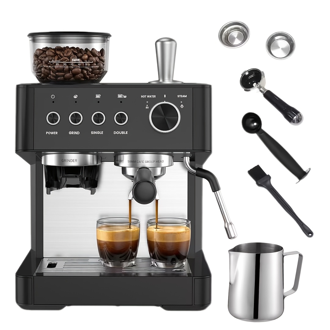 TEMU Espresso Machine With Milk Frother, 20bar/ Espresso Coffee Machines With Removable Water Tank, Dual Stainless Steel Filter And Removable Drip