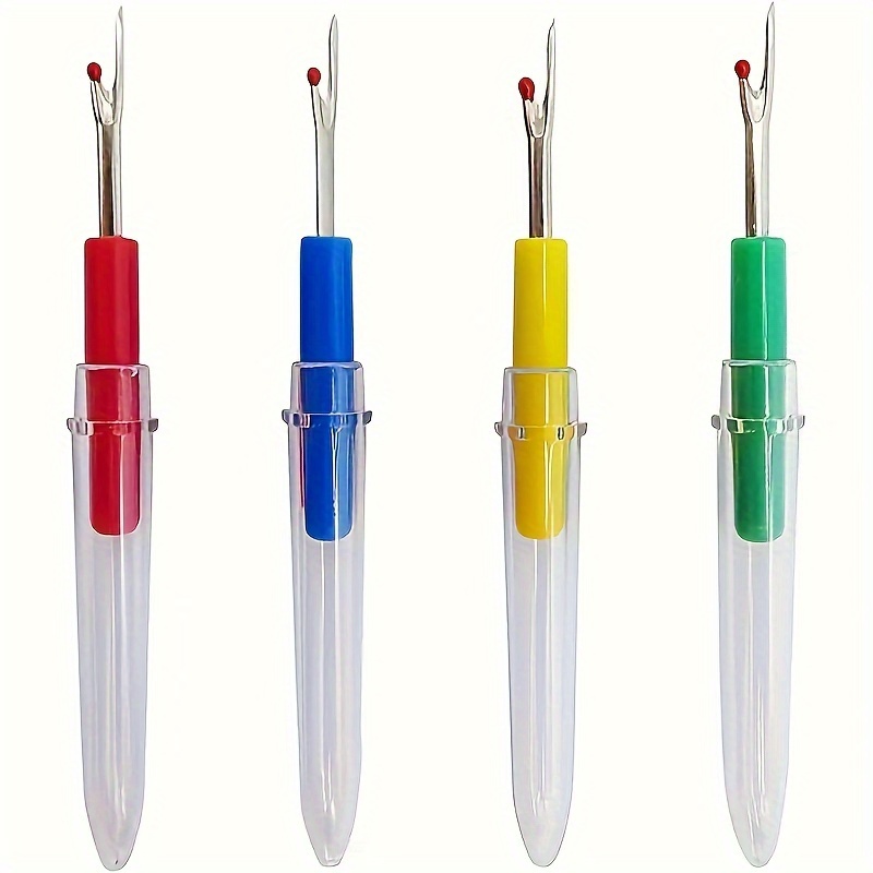 

4-pack Easy-thread Sewing Seam Rippers - Colorful Handy Stitch Unpicker For Knitting & Crafting, Red/green/blue/yellow