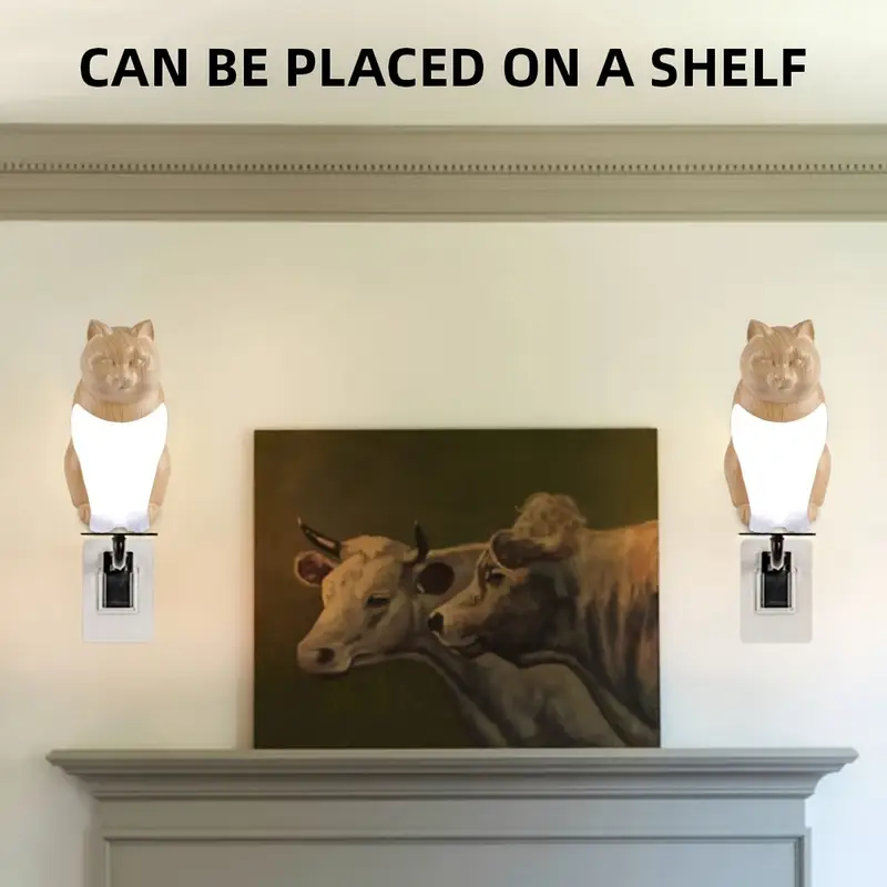 cute cat led night light table lamp 3 adjustable brightness touch control rechargeable battery artistic animal decor in maple leaf color for bedroom desk living room gift bedroom lighting decorative lamp feature Product details 5