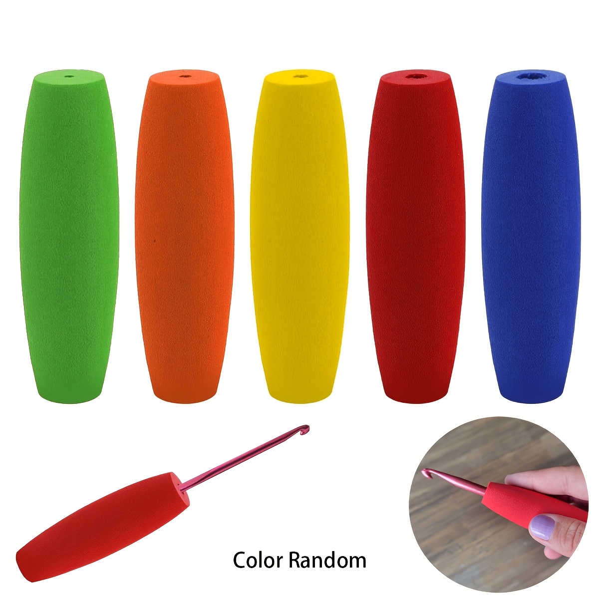 

5pcs Ergonomic Crochet Hook Grips | Soft Silicone Handles In Vibrant Colors For | Fits 2mm-10mm Hooks | Ideal For All Crafting, Crochet Hook Set