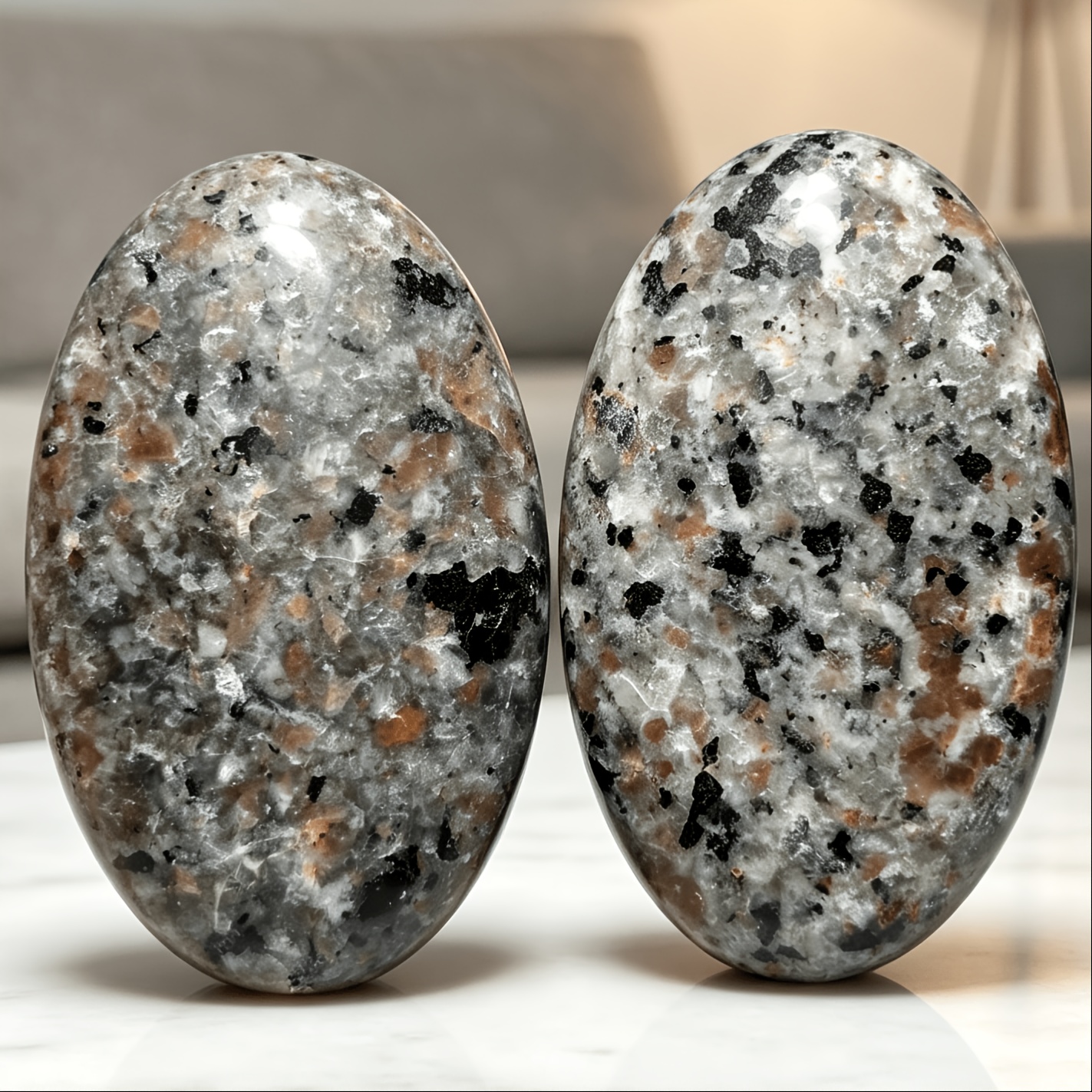 2pcs Natural Flame Stone Yooperlite Palm Stone Set