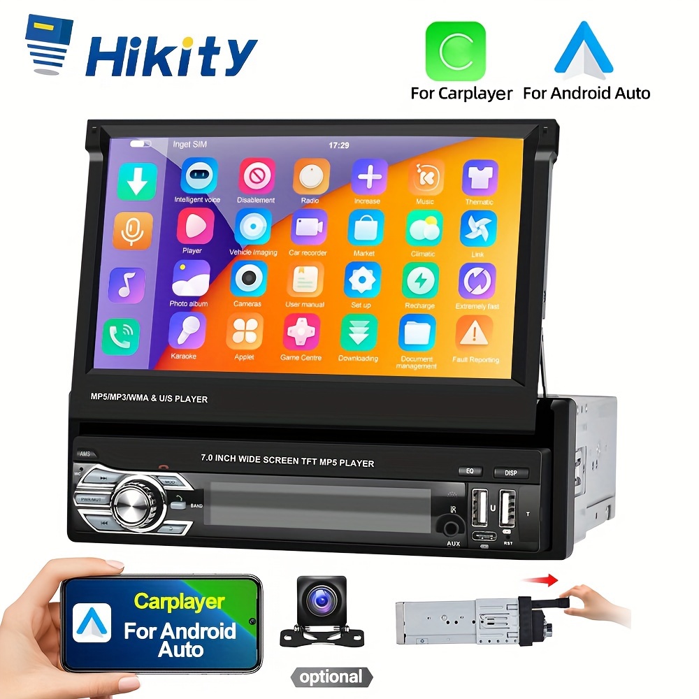 

Hikity 1 Din Car Carplayer For - Hd Touchscreen Supports Fm Swc+rear (optional)