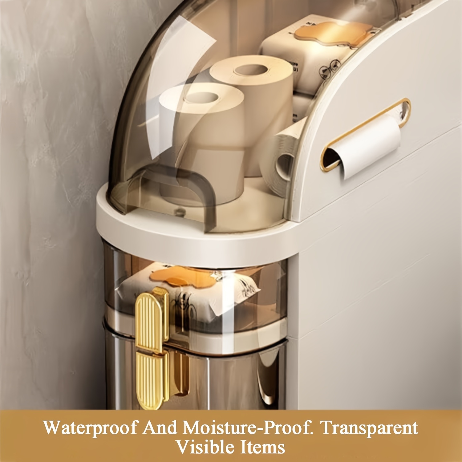 slim champagne bathroom storage cabinet with drawers holder wheels waterproof space saving organizer for kitchen laundry room details 2