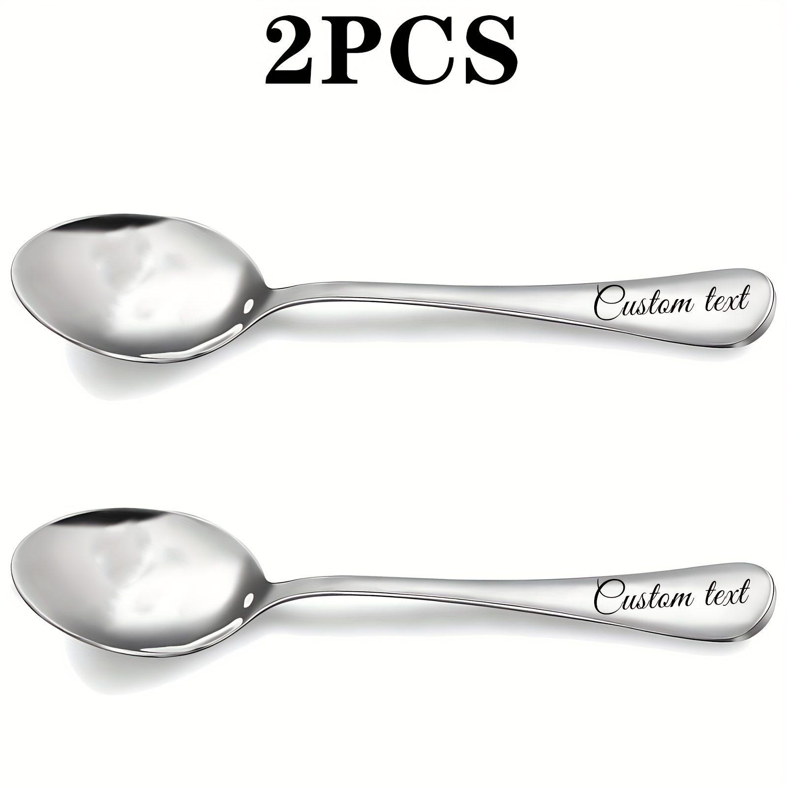 TEMU 2/4 pezzi - Cucchiaio in Acciaio Inossidabile Personalizzato, Intaglio Esclusivo, Cucchiaio da Dessert, Cucchiaio da , Cucchiaio da , per Casa,