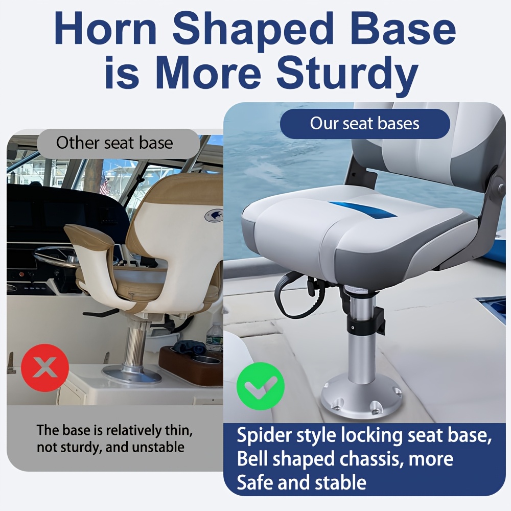 Boat Seat Base with Sliding Rails for Adjustable Height