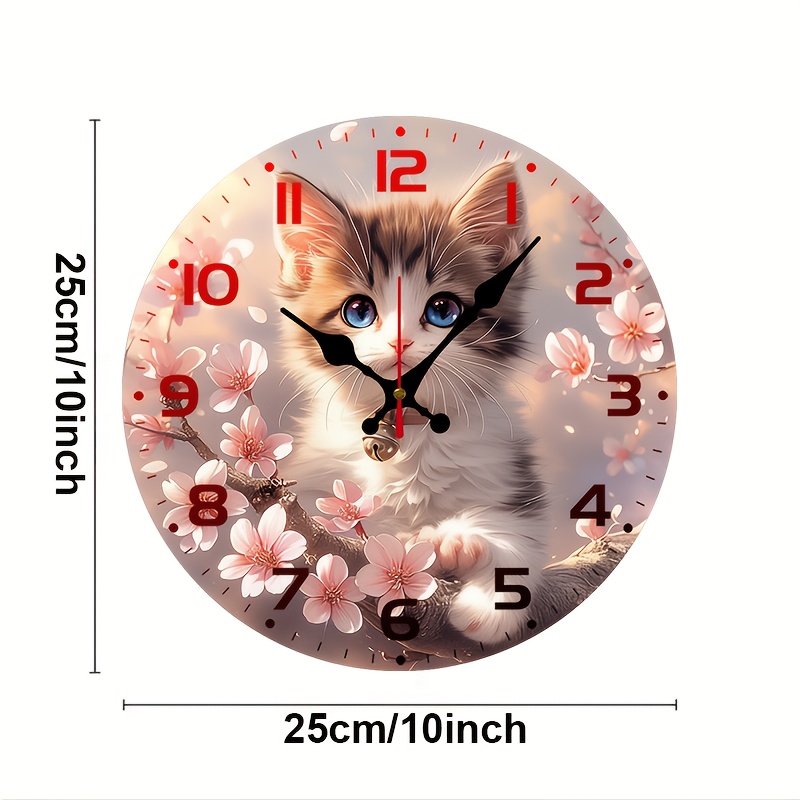 TEMU Golden Retro Backdrop Clock - 10inch Wood Veneer Europe And America Style Round Silent Flat Wall Clock - Batteries Not Included - Add Your Study