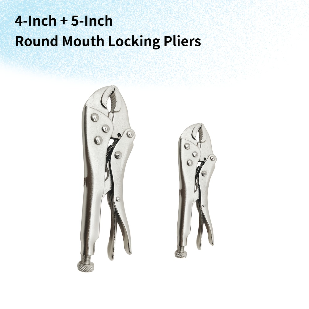 TEMU 2pcs (4 Inch/5 Inch, 5 Inch/7 Inch) Round Mouth Locking Pliers, Locking Pliers, Vise, Suitable For Home Decoration, Auto Repair