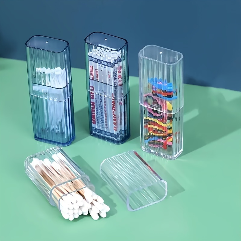 

Transparent Portable Storage Box With Lid For Toothpicks, Dental Floss, Hair Ties, And Other Small Items