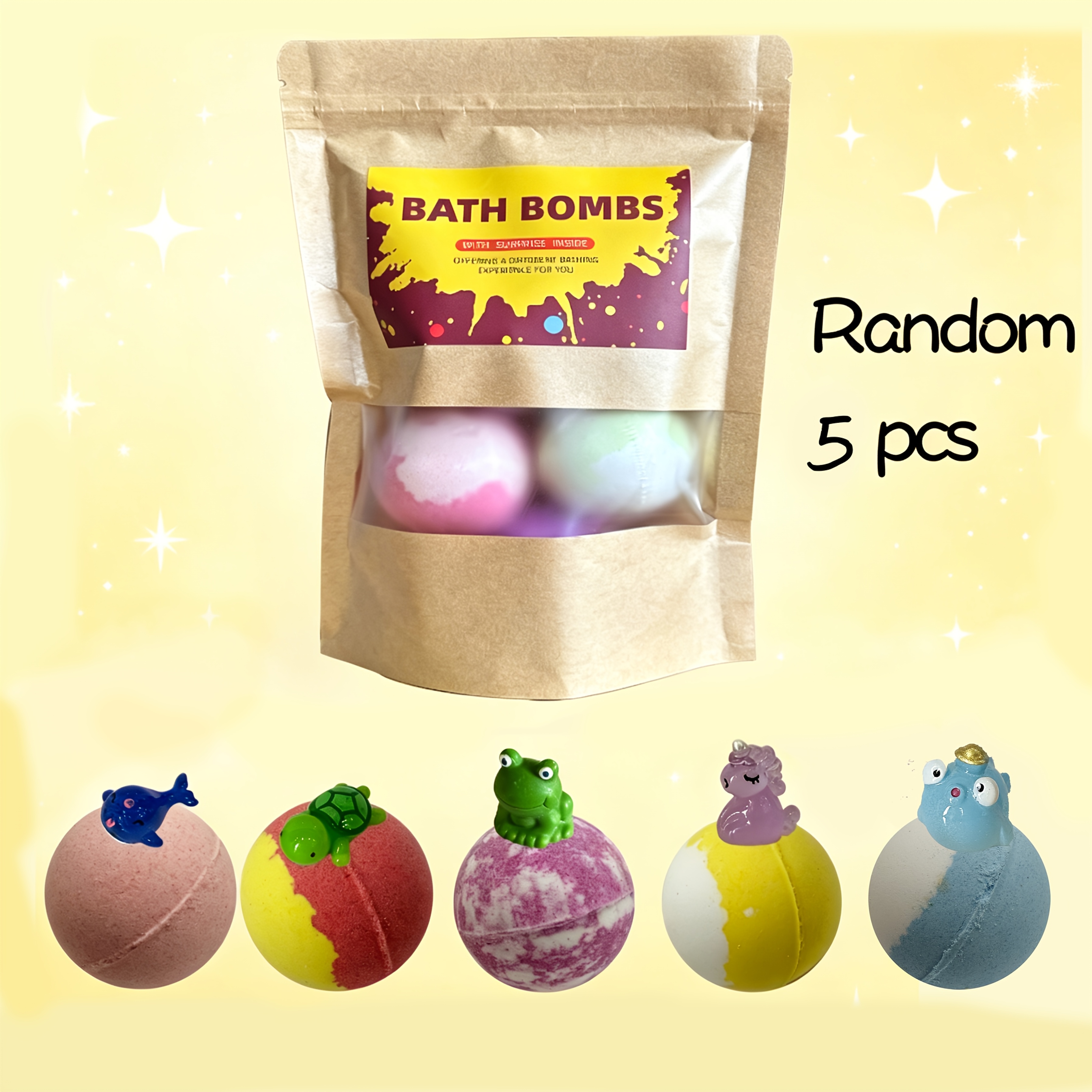Image of 5 Random With Cute Animal Toys Inside | Assorted Fragrance Bath Collection, 27 Scents , Full Of Lovely Little Surprises