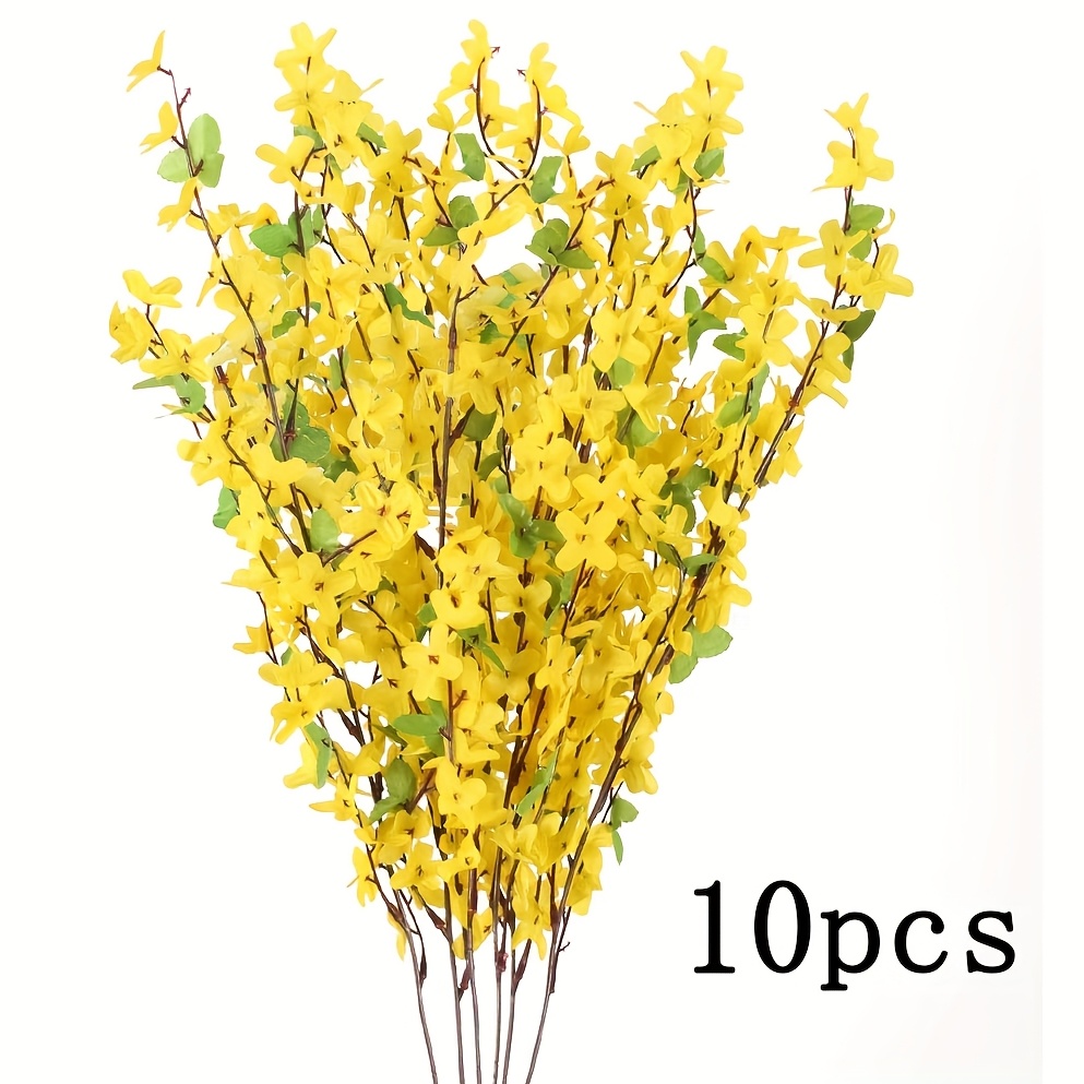 Image of 10pcs Yellow Flowers Artificial Flowers (24.1''/61cm), Faux Jasmine Flowers Artificial Jasmine Flowers Long Stem Artificial Flowers Artificial Silkyy Flowers Indoor Outdoor Wedding Home Decor