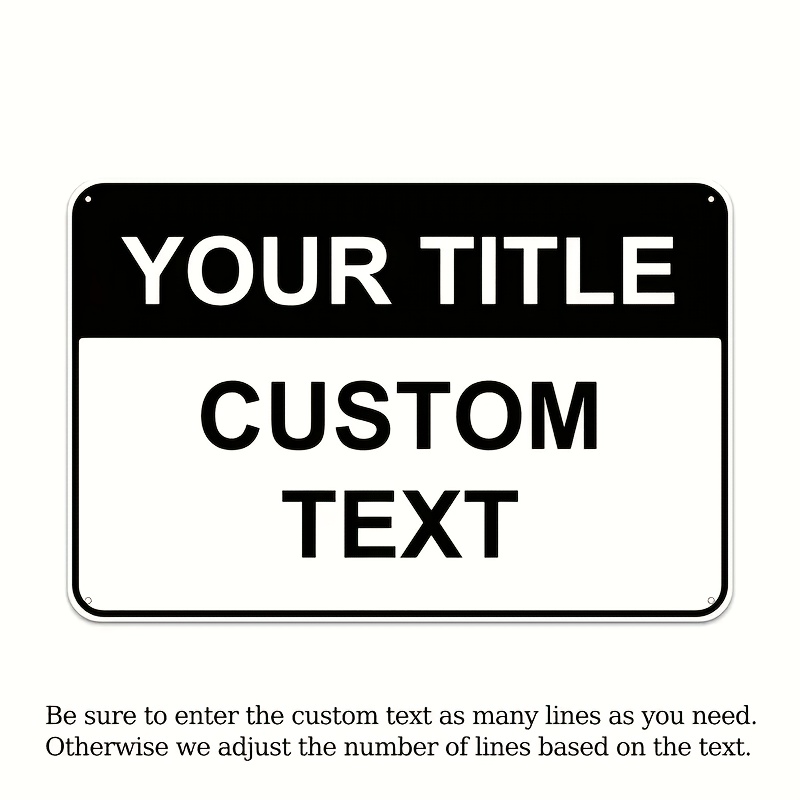 TEMU Custom Aluminum Sign - Personalized 8x12 Inch Metal Wall Hanging For Indoor Outdoor Decor, Durable Home Office Decoration, Perfect Gift Idea