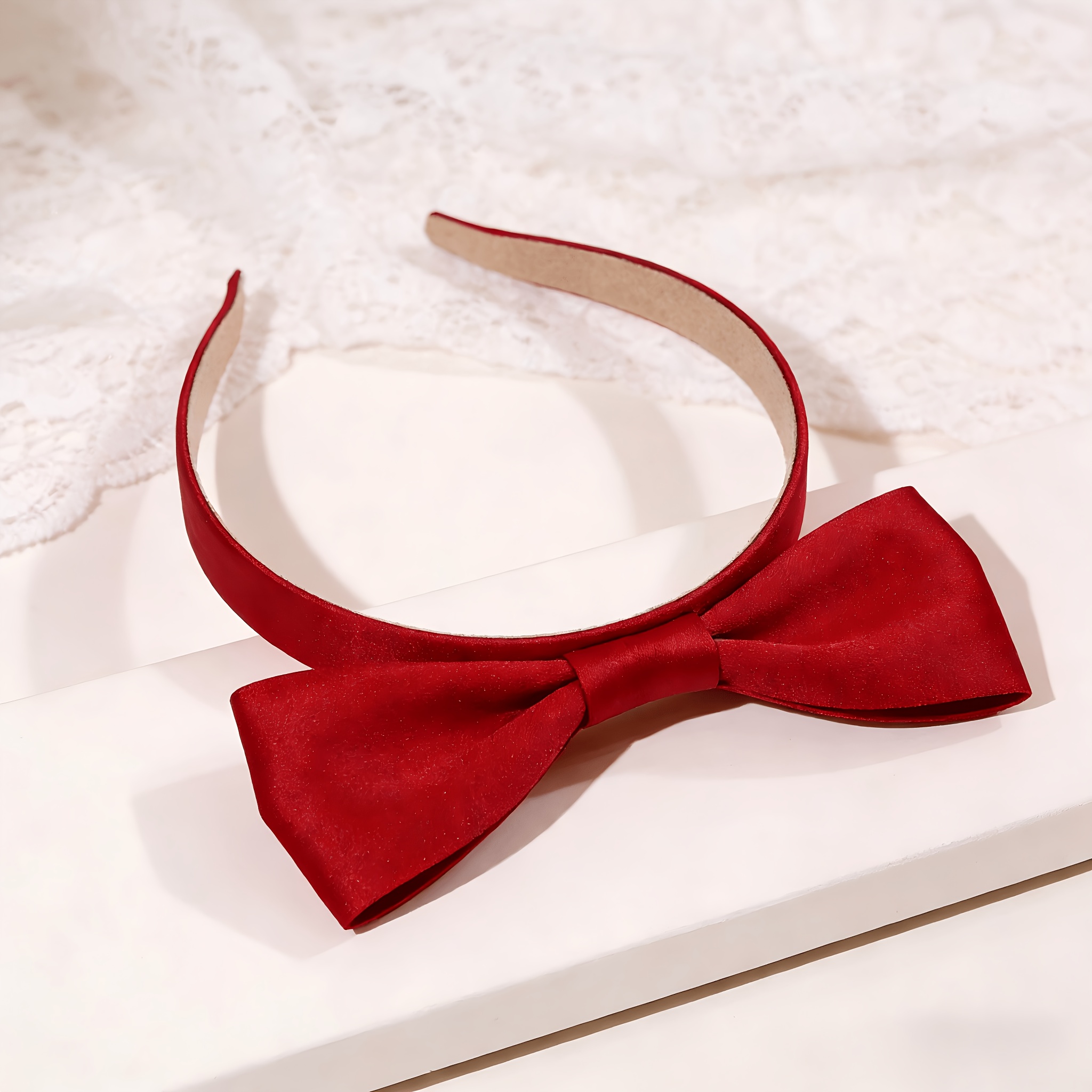 TEMU 1pc Solid-color Bow Headband, An Elegant And Sweet Minimalist Hair Accessory For Women, Suitable For Daily Wear And School Use, Can Be Used As A