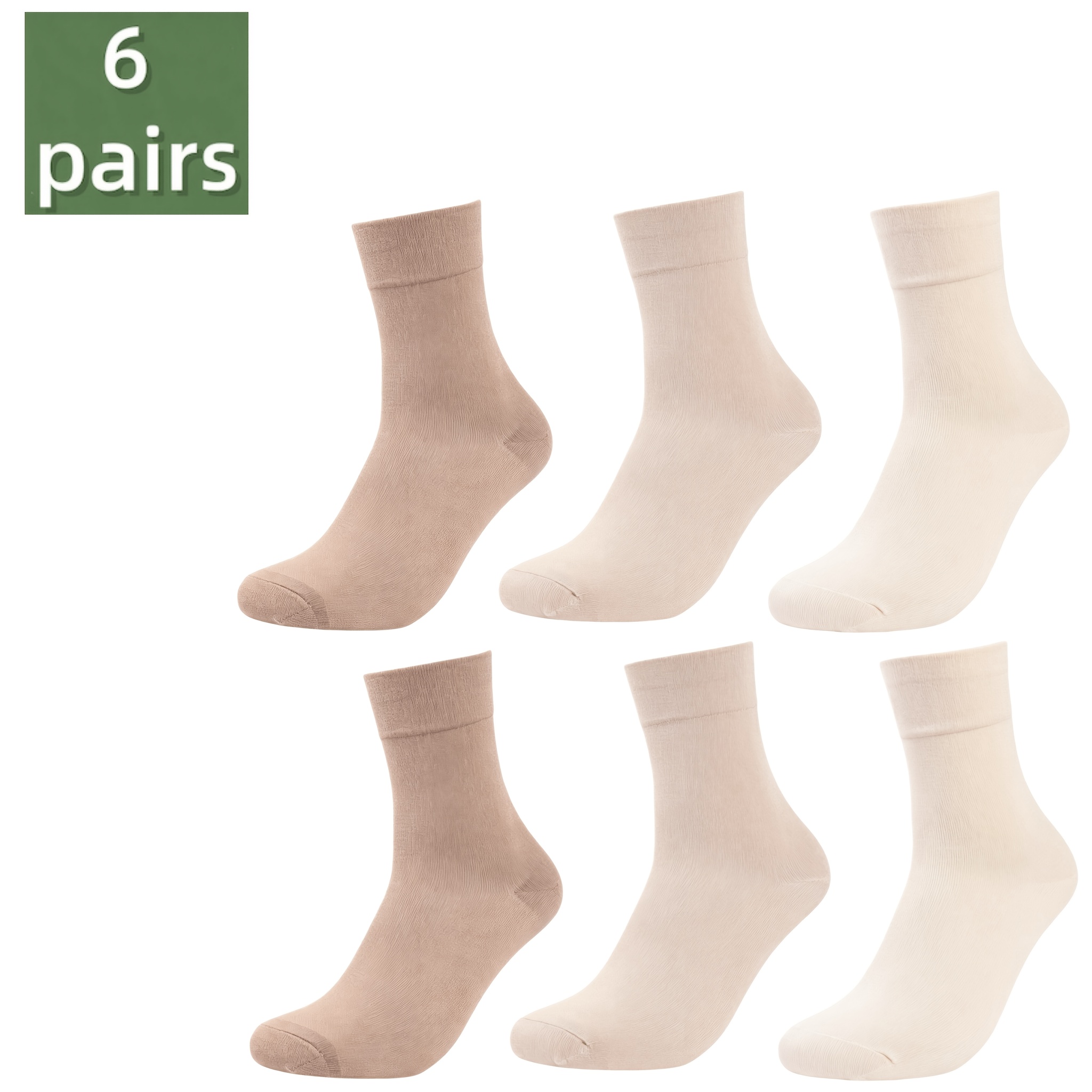 TEMU 6 Pairs Bamboo Viscose Mid-calf Socks, Assorted Colors, Soft, Breathable & Stretchy Socks, Loose Socks, Soft Non-binding Everyday Socks, Daily