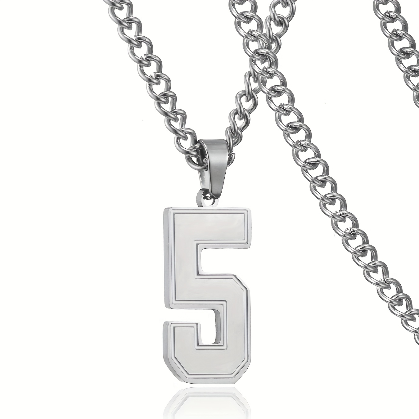 TEMU 1pc Collier Numéro Initial 1-99 pour Hommes Femmes Athlètes Numéro de Maillot 24 pouces Chaîne en Acier Inoxydable 304 Bijoux pour Père Fils