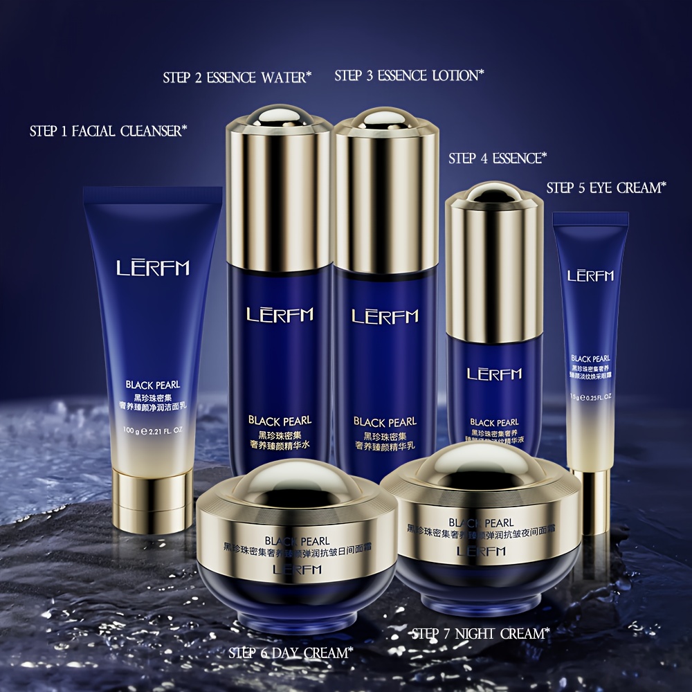 luxury skincare set containing hydrolyzed pearl ingredients brightens smoothes and radiates   moisturizes suitable for parties holiday gifts halloween solutions christmas gift boxes details 1