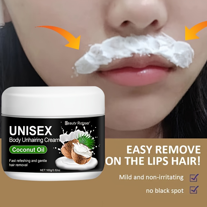100g Refreshing and Fast Hair Removal Cream, Gentle Easy to Remove Hair, Non-irritating, for Armpits, Hands and Legs Hair Removal. Contains Coconut Oil and Mint, Fast Depilatory Cream Suitable for All Skin Types.