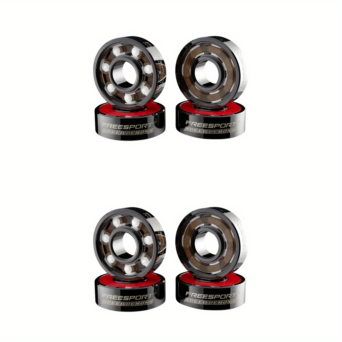 

8pk Twolions 608rs Hybrid Ceramic Bearings With 7 White Ceramic Beads For Inline Skate Or Skateboard Or Scooter