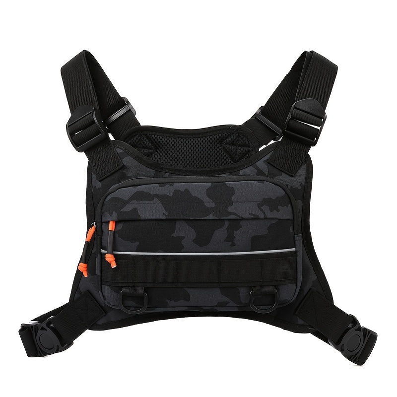 Men's Chest Bag & Motorcycle Riding Bag, Multi-pocket Tactical Backpack With Adjustable Strap, Suitable For Outdoor Adventure, Fitness Training, Fishing And Camping