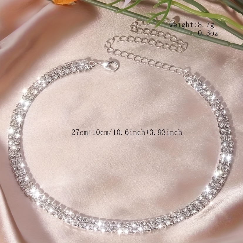 Rhinestone Choker Necklace for Women, Fashionable Copper