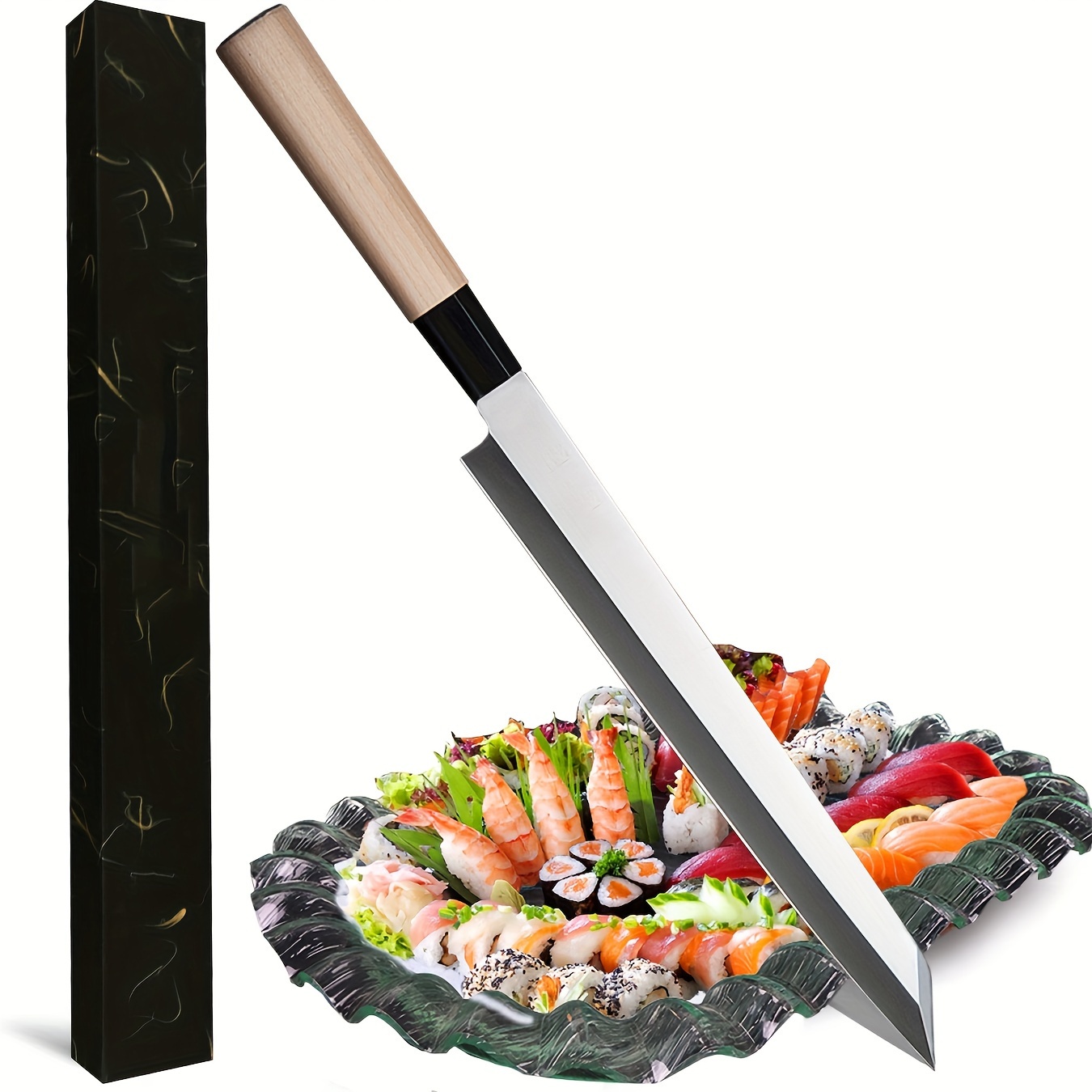 Shuangmali Nice Japanese Knife Sashimi Sushi Kitchen Knive Salmon Fish  Filleting Steel Cleaver Cutter Slicing Cutting Meat Tool