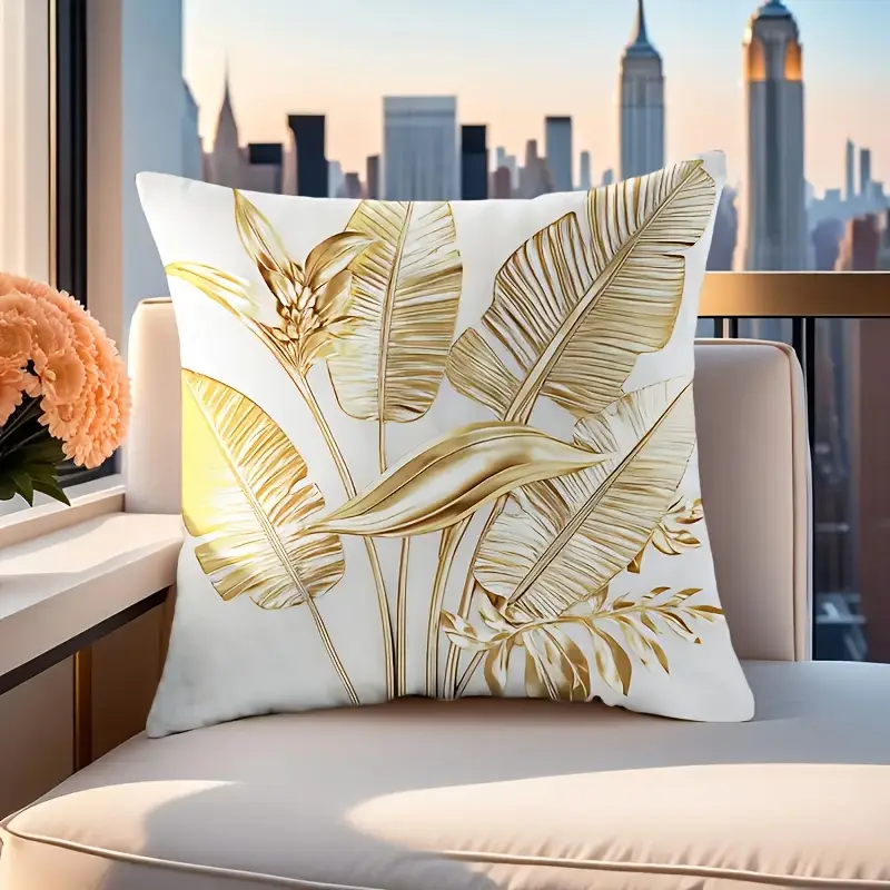 set of 4 2d golden unique handmade pillowcase perfect to decorate your living room sofa bed or bedroom suitable for car cushions pillow filling is not included double sided printing no filling Product details 3