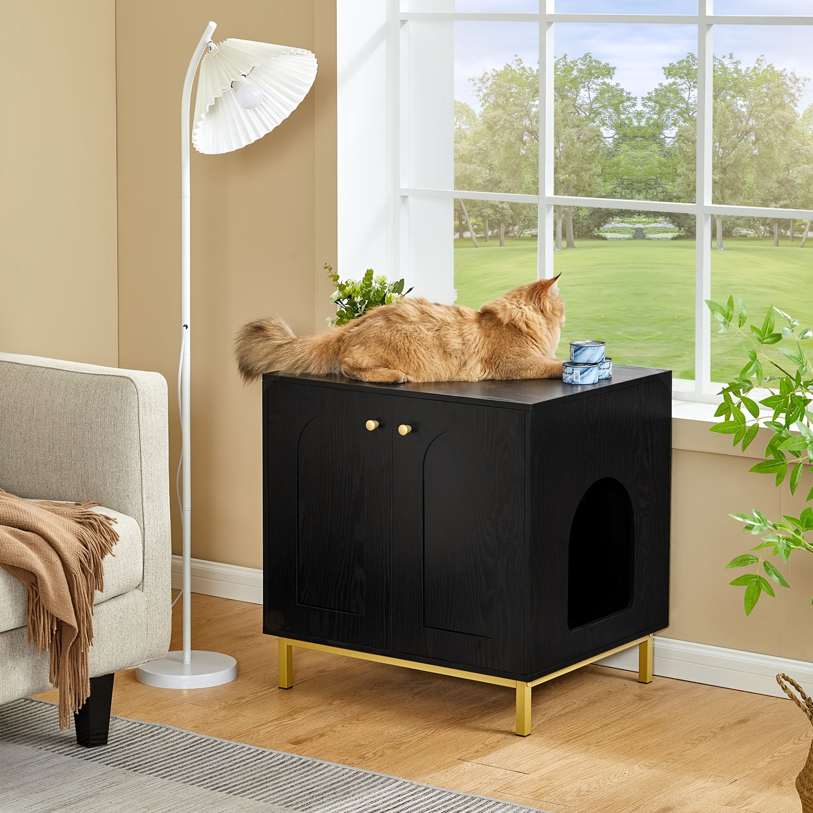 Feline Storage Unit, Cat Waste Container, Feline Storage Furniture, Pet  Shelter with Entrance, Wooden Side Table for Pet Shelter, 23.6 Inches Long  by 19.68 Inches Wide by 24 Inches High, Durable Cat ...