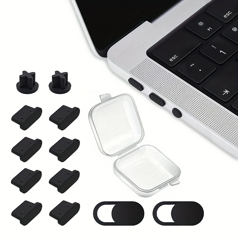 

10-pack Silicone Dust Plug Set For " 15.3" M2 M1 / Macbook Pro 13" M2 M1 / " 16" M4 M3 M2 M1, Usb C Dust Caps, 3.5mm Headphone Jack & 2 Camera Lens Covers With Transparent Storage Box