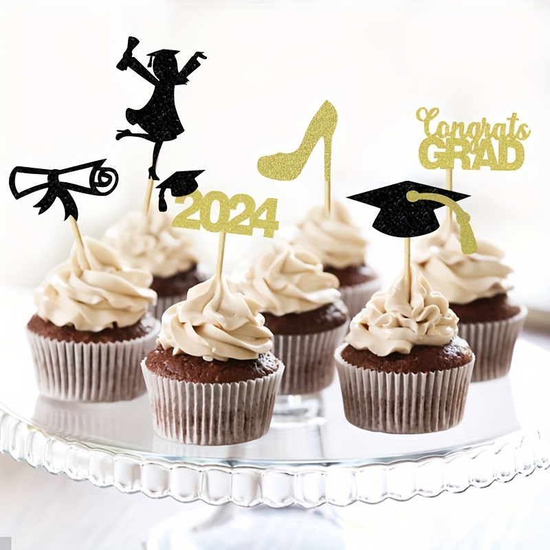 Class 2024 Graduation Cupcake Toppers Glitter High Heel Girl - Temu ...