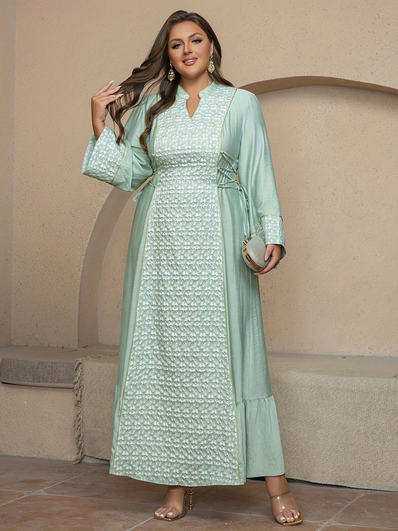 plus size plus size elegant arabian dress v neck Temu Oman