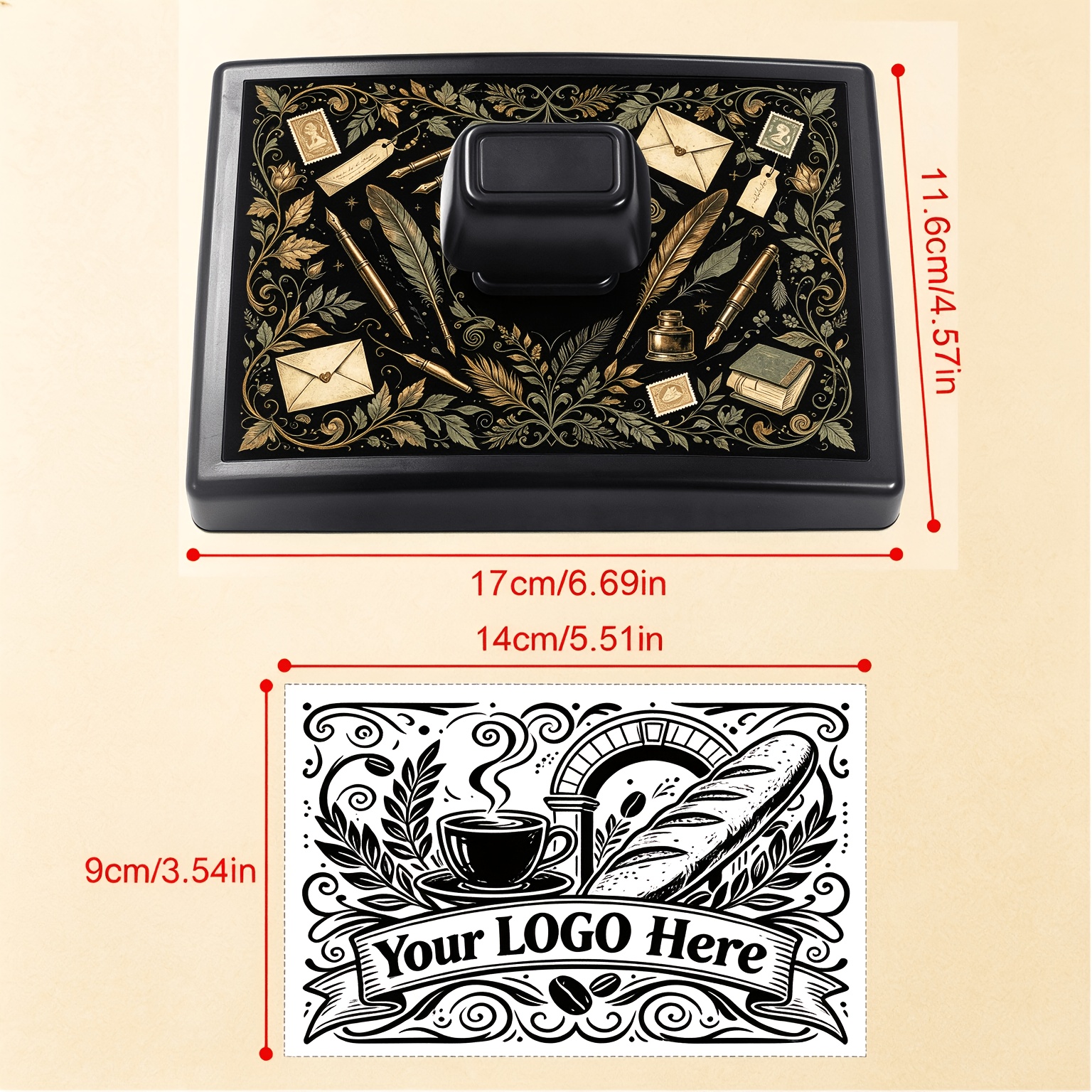 TEMU Custom Large-size Self-inking Rubber Stamp, Optional Fixed Card Insert, Supports Portrait And Brand Logo Customization, Options For Wedding