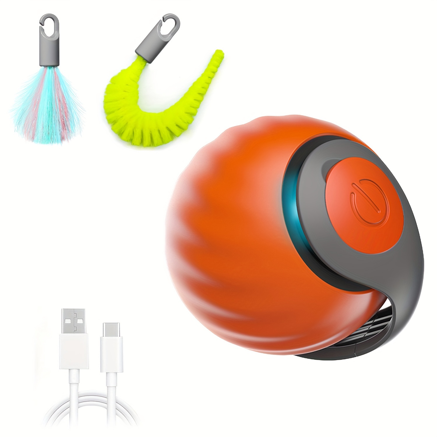 TEMU 1pc Smart Cat Teaser Ball, Electric Rolling Ball Toys For Cats/kitty, Cat Interactive Toy With Replacement Tail, Usb Rechargeable Toy For Pet, Built-in Battery With Charging Cable