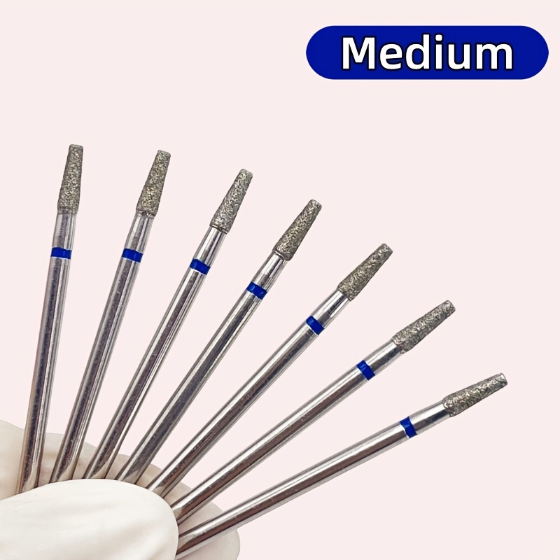 Image of Set Of 7 Small Diamond Drill Bits For Nails, Featuring A 3/32" Steel Drill Bit, 2. Size - Ideal For Fine And Medium Grinding On Acrylic And Gel Nails, Perfect For Manicure And Pedicure