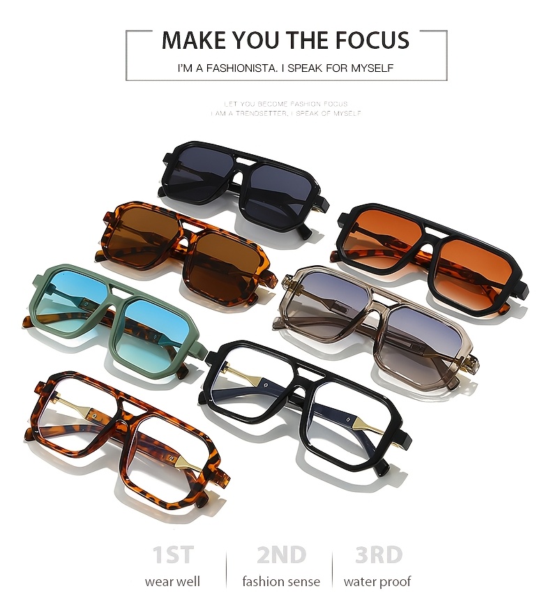 Unisex Square Frame Fashion Glasses - Golden Retro Style with Green Decorative Lenses, Lightweight Polycarbonate Design, Perfect Couple Style, Trendy Accessory, Vintage Design, Fashion Hinge, Must-Have for Individual Trendsetters