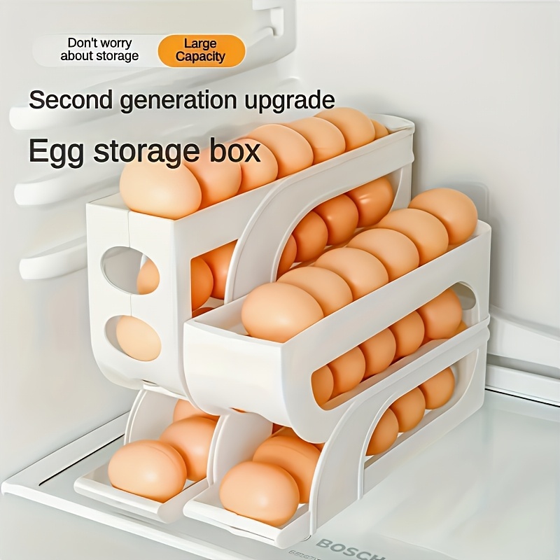 

Auto- Storage Rack For Kitchen Refrigerator - Plastic, Space-saving Organizer