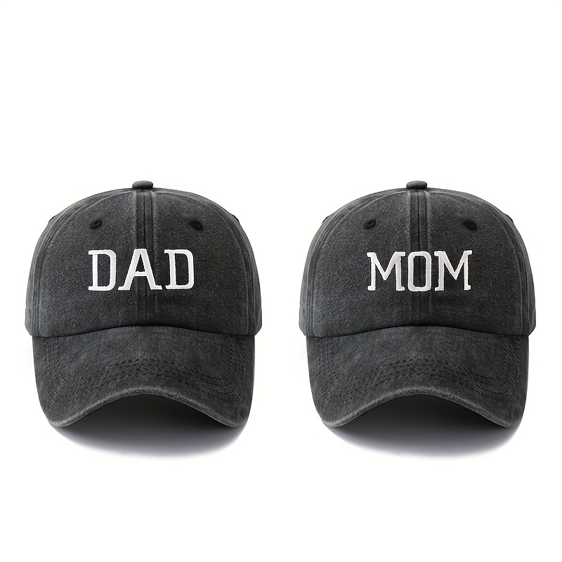 TEMU 2 Gorras de Béisbol para Papá y , Estilo con Bordado DAD MOM, Visera Curva, Gorra de para Mostrar Familiar, Tela Tejida