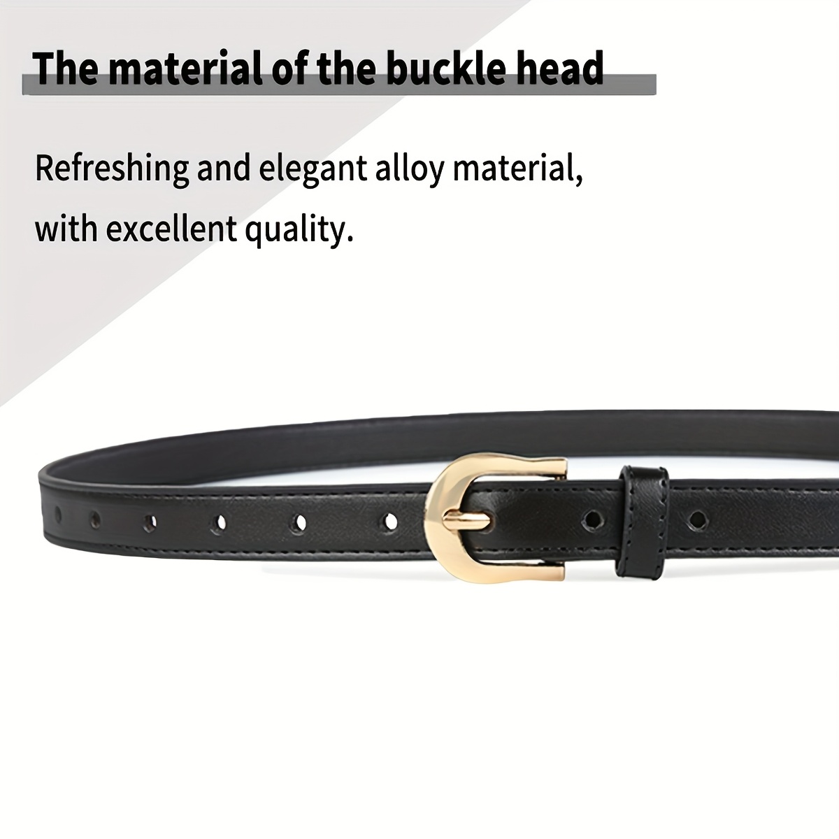 2pcs Horseshoe-Shaped Alloy Buckle Women's Casual PU Belt