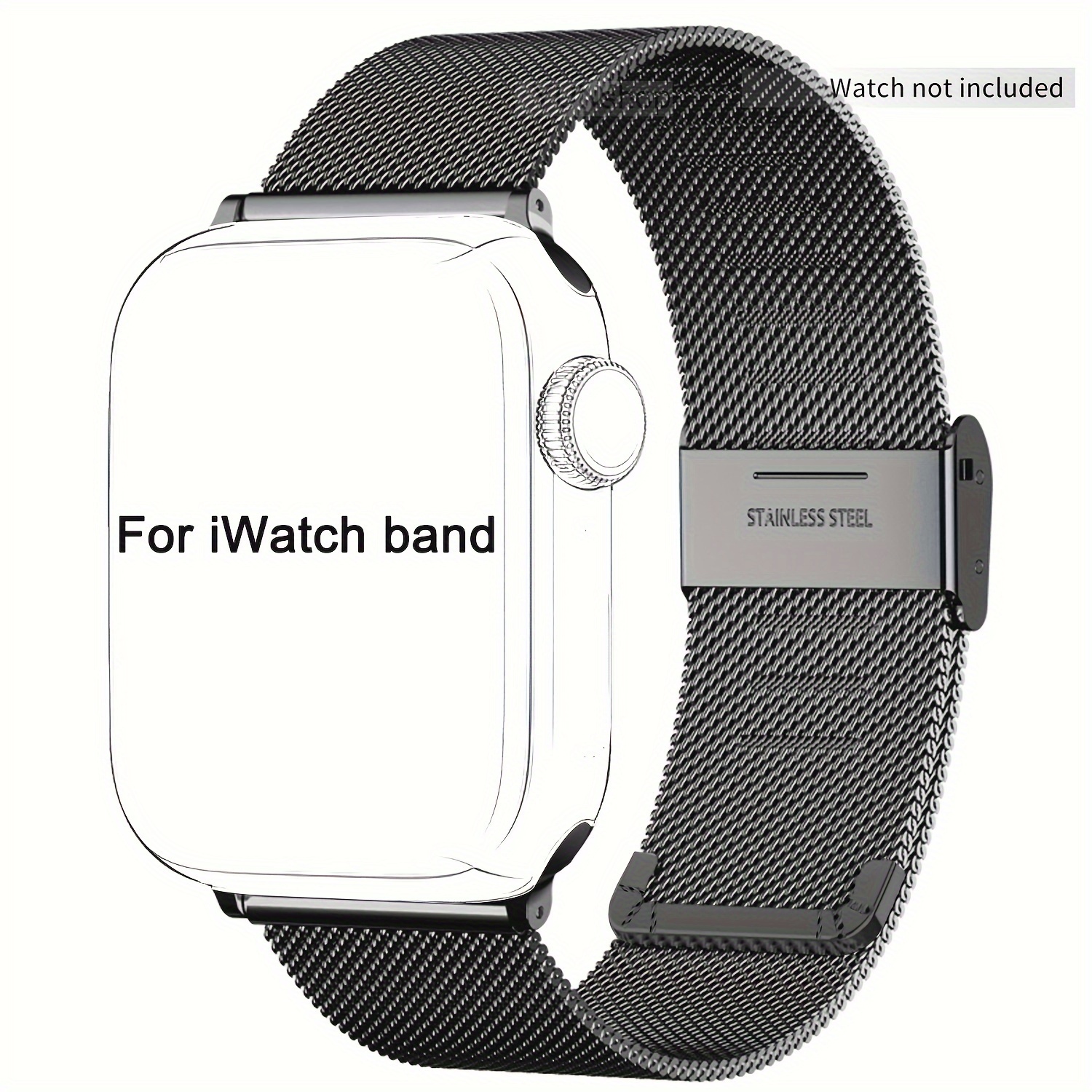 TEMU 1pc Stainless Steel Watch Band For   Iwatch Series 10 6 Se 5 4 3 , Compatible With 49mm 46mm 45mm 44mm 42mm 41mm 40mm 38mm, Accessory