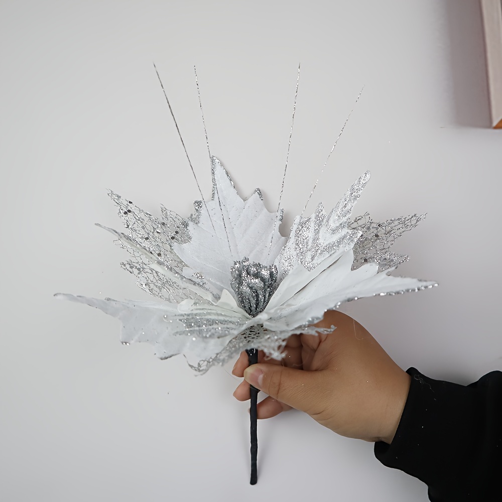 Image of 26cm New Christmas Flower Party Holiday Decorations Christmas Tree Layout Floral Accessories Simulation Flannelet Fake