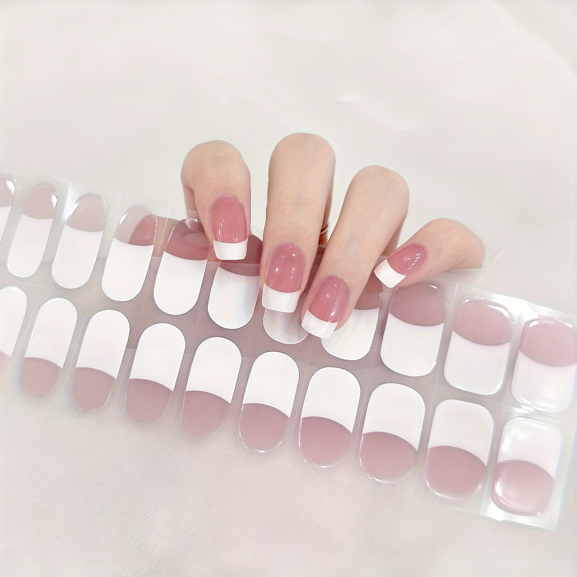 

Semi Cured Gel Nail Wraps, French Style Semi-cured Gel Nail Strips-works With Any Nail Lamps, Salon-quality,long Lasting,easy To Apply & Remove