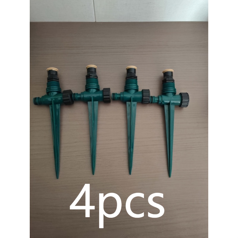 Image of 4pcs Automatic Garden Sprinklers, Adjustable Yellow And Green Rotating Nozzles, Efficient Water-, 360° Spray For Effortless Landscaping | Garden | Yard | Efficient Irrigation